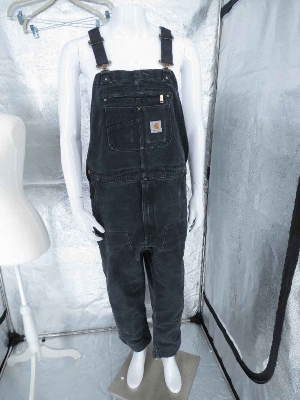 Carhartt Black Overalls Mens 40x32 Duck Canvas Work Bib Double Knee Carpenter